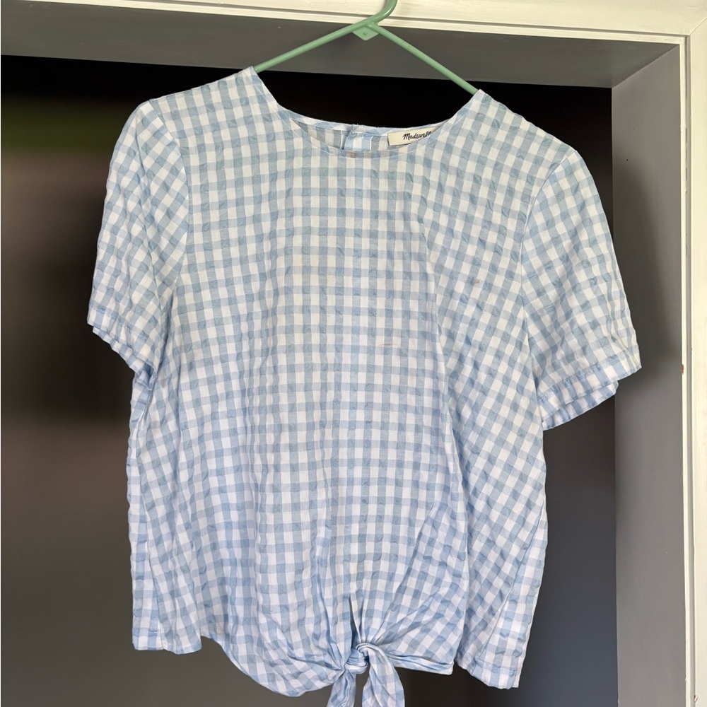 Madewell Light Blue Gingham Blouse